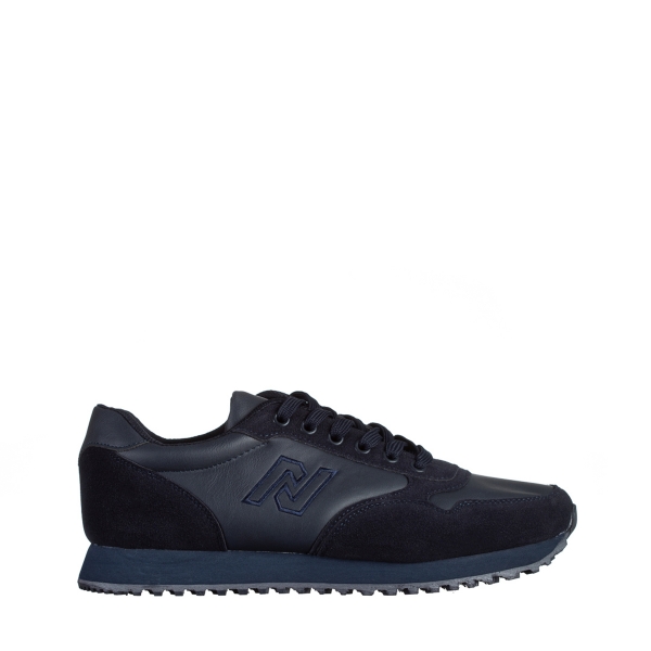 Ανδρικά αθλητικά παπούτσια μπλε  από οικολογικό δέρμα και ύφασμα Asher, 2 - Kalapod.gr
