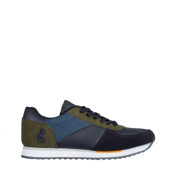 Ανδρικά αθλητικά παπούτσια μπλε cu πράσινο  από οικολογικό δέρμα  Ramond, 2 - Kalapod.gr