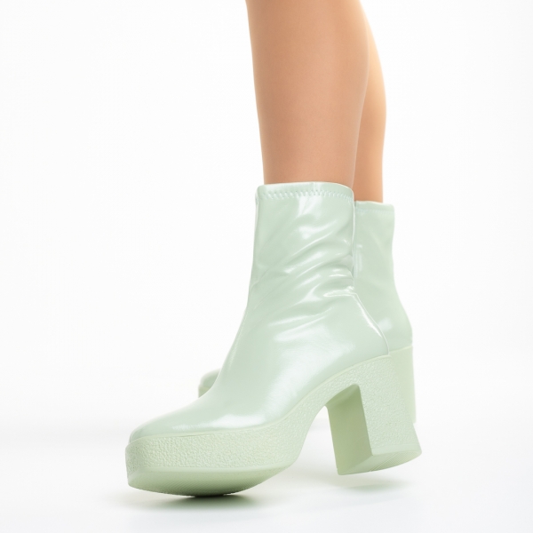 Γυναικείες μπότες  πράσινα από οικολογικό δέρμα  λουστρίνι   Libbie, 3 - Kalapod.gr
