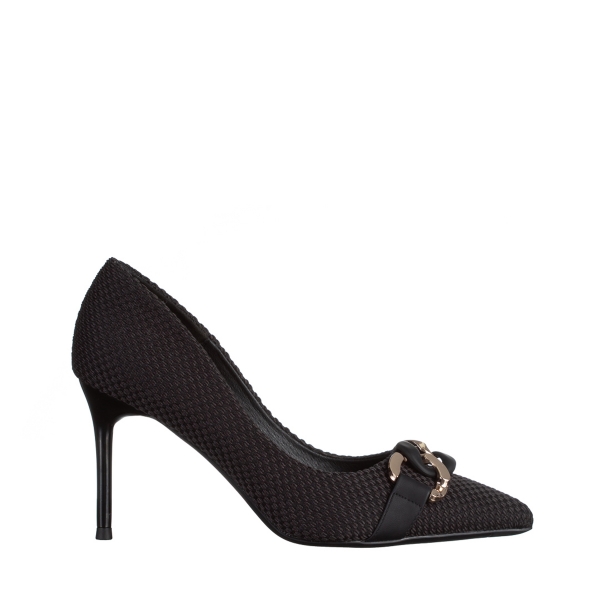 Γυναικεία παπούτσια  μαύρα από ύφασμα Rosette, 2 - Kalapod.gr