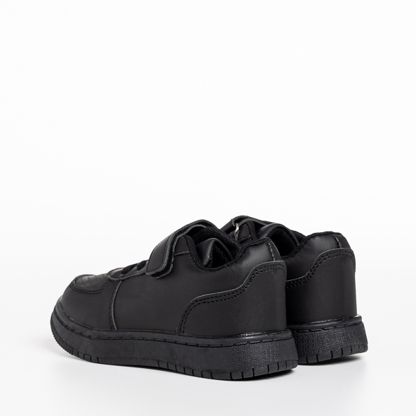 Παιδικά αθλητικά παπούτσια μαύρα από οικολογικό δέρμα Ponty, 4 - Kalapod.gr