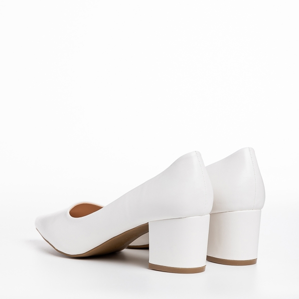 Γυναικεία παπούτσια λευκά από οικολογικό δέρμα   Kaz, 4 - Kalapod.gr