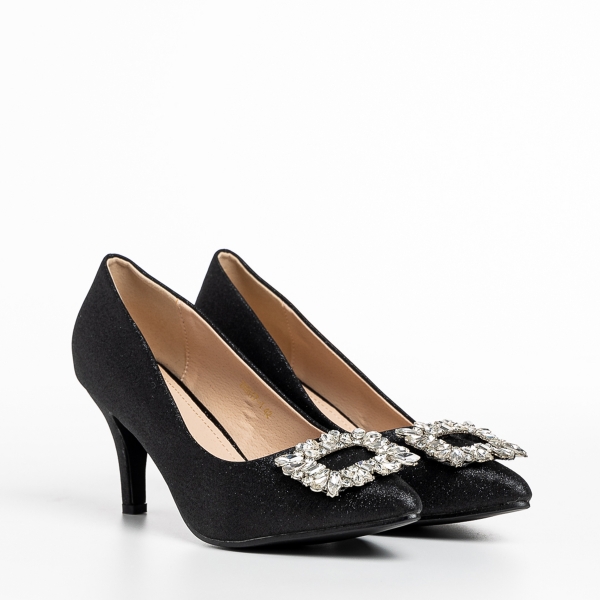 Γυναικεία παπούτσια μαύρα από ύφασμα Rylie, 3 - Kalapod.gr