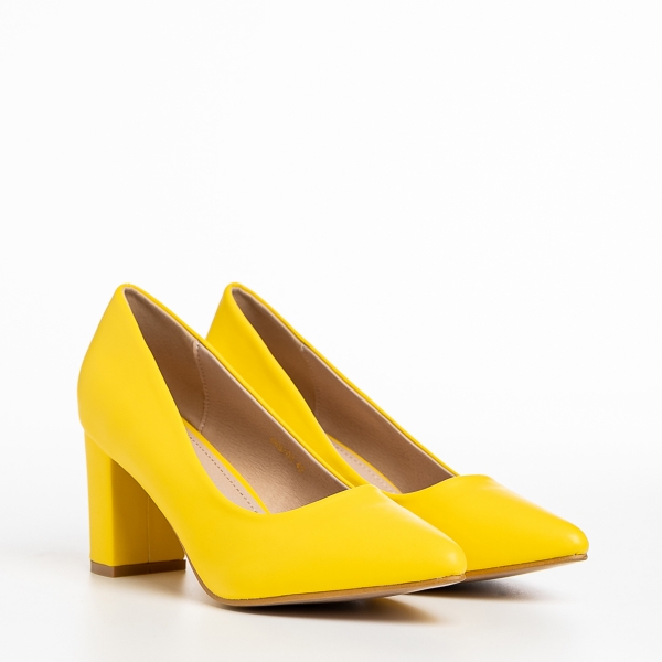 Γυναικεία παπούτσια κίτρινα από οικολογικό δέρμα   Rissa, 3 - Kalapod.gr