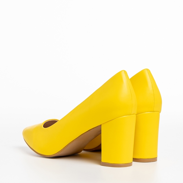 Γυναικεία παπούτσια κίτρινα από οικολογικό δέρμα   Rissa, 4 - Kalapod.gr