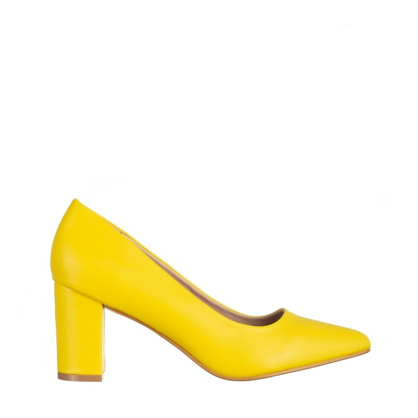 Γυναικεία παπούτσια κίτρινα από οικολογικό δέρμα   Rissa, 2 - Kalapod.gr