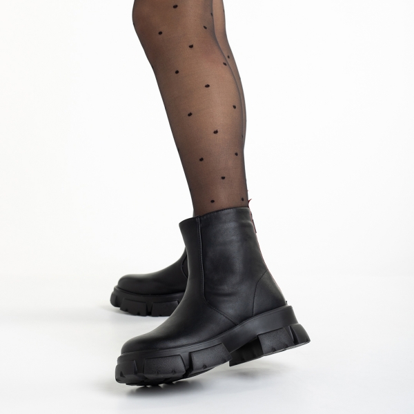 Γυναικείες μπότες μαύρες  από οικολογικό δέρμα  Roena, 3 - Kalapod.gr