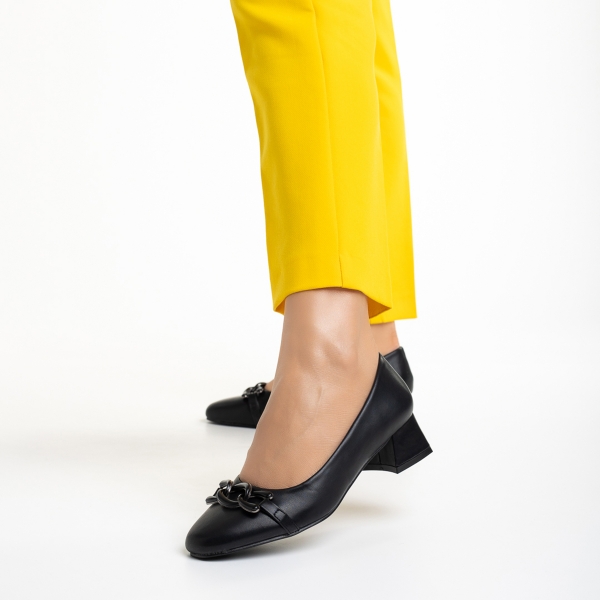 Γυναικεία παπούτσια μαύρα από οικολογικό δέρμα   Braulia, 4 - Kalapod.gr