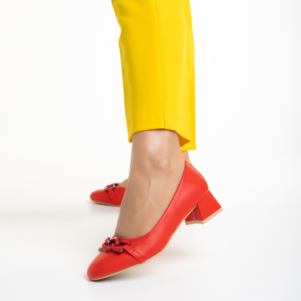 Γυναικεία παπούτσια κόκκινα από οικολογικό δέρμα   Braulia, 4 - Kalapod.gr