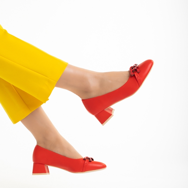 Γυναικεία παπούτσια κόκκινα από οικολογικό δέρμα   Braulia, 6 - Kalapod.gr
