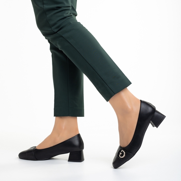 Γυναικεία παπούτσια μαύρα από οικολογικό δέρμα   Fitria, 3 - Kalapod.gr