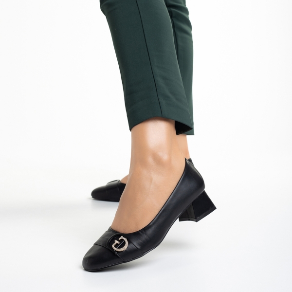 Γυναικεία παπούτσια μαύρα από οικολογικό δέρμα   Fitria, 4 - Kalapod.gr
