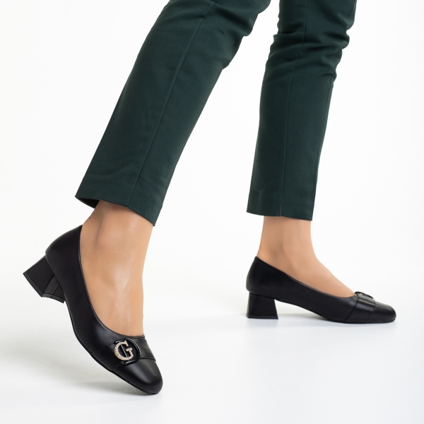 Γυναικεία παπούτσια μαύρα από οικολογικό δέρμα   Fitria, 5 - Kalapod.gr
