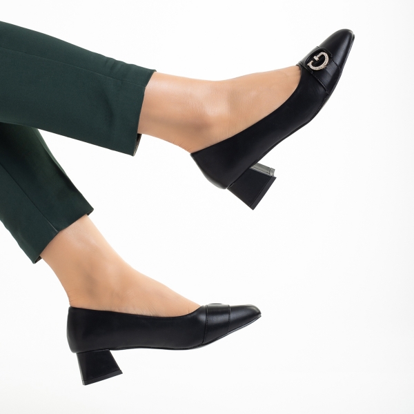 Γυναικεία παπούτσια μαύρα από οικολογικό δέρμα   Fitria, 6 - Kalapod.gr