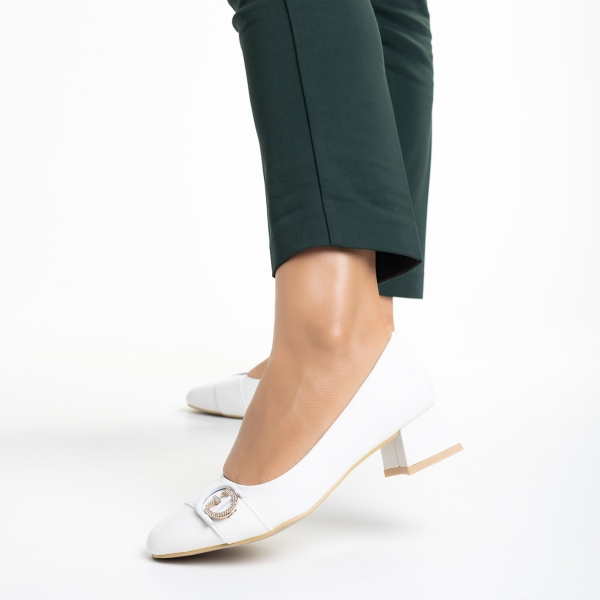 Γυναικεία παπούτσια λευκά από οικολογικό δέρμα   Fitria, 4 - Kalapod.gr