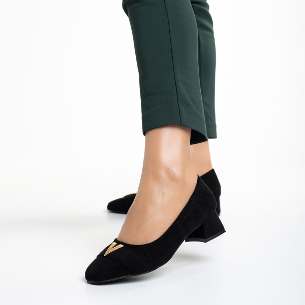 Γυναικεία παπούτσια μαύρα από ύφασμα Briella, 4 - Kalapod.gr
