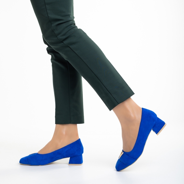 Γυναικεία παπούτσια μπλε από ύφασμα Briella, 3 - Kalapod.gr