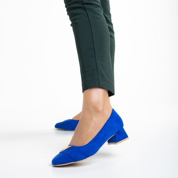 Γυναικεία παπούτσια μπλε από ύφασμα Briella, 4 - Kalapod.gr