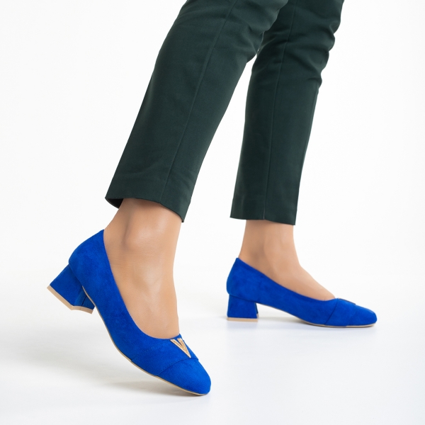 Γυναικεία παπούτσια μπλε από ύφασμα Briella, 5 - Kalapod.gr