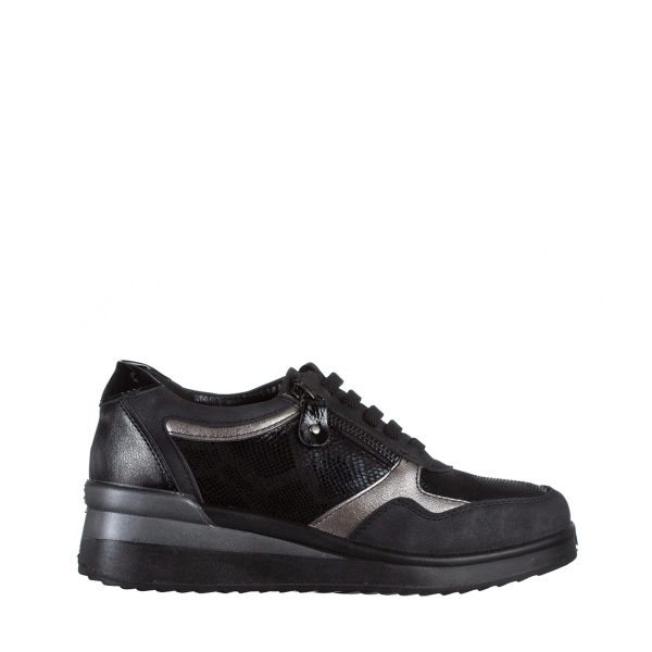 Γυναικεία casual παπούτσια  μαύρα  από οικολογικό δέρμα  Kaida, 2 - Kalapod.gr