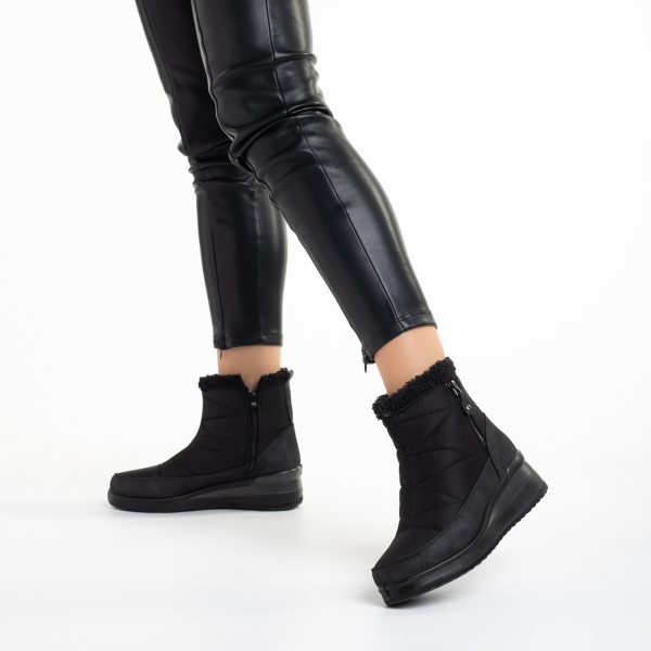 Γυναικείες μπότες μαύρες από ύφασμα Madelina, 3 - Kalapod.gr