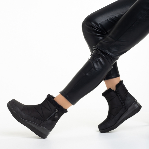 Γυναικείες μπότες μαύρες από ύφασμα Madelina, 4 - Kalapod.gr