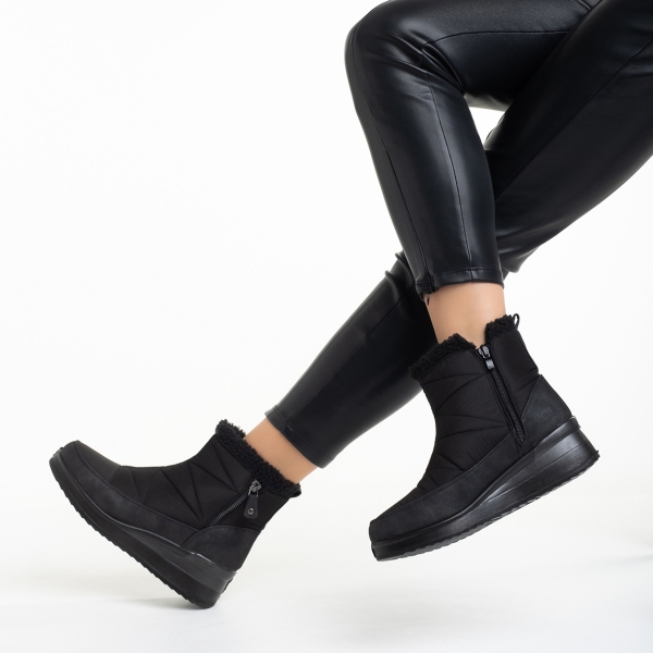 Γυναικείες μπότες μαύρες από ύφασμα Madelina, 5 - Kalapod.gr