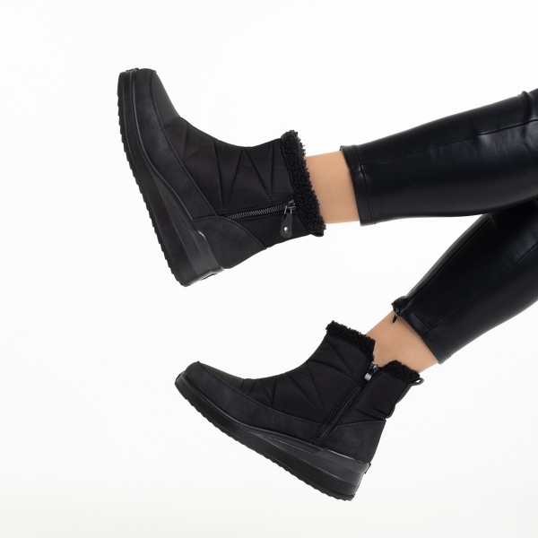 Γυναικείες μπότες μαύρες από ύφασμα Madelina, 6 - Kalapod.gr