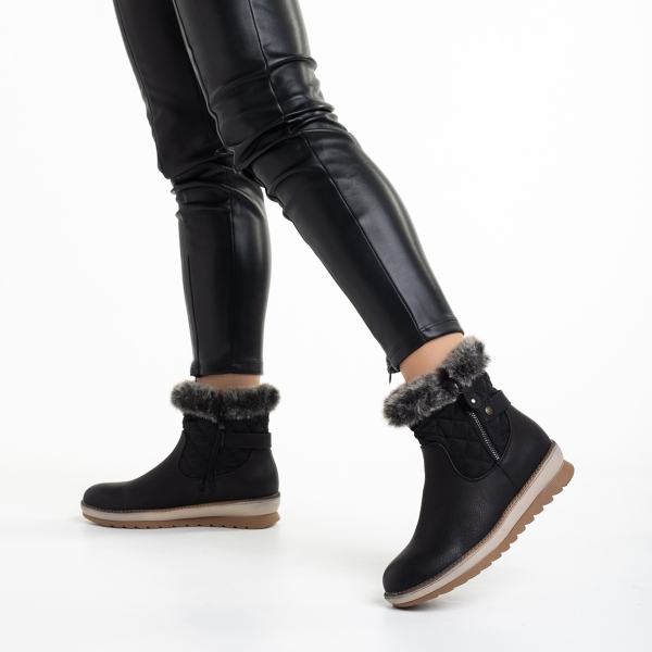 Γυναικείες μπότες μαύρες  από οικολογικό δέρμα  Emmie, 3 - Kalapod.gr