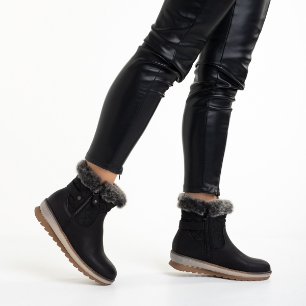 Γυναικείες μπότες μαύρες  από οικολογικό δέρμα  Emmie, 4 - Kalapod.gr