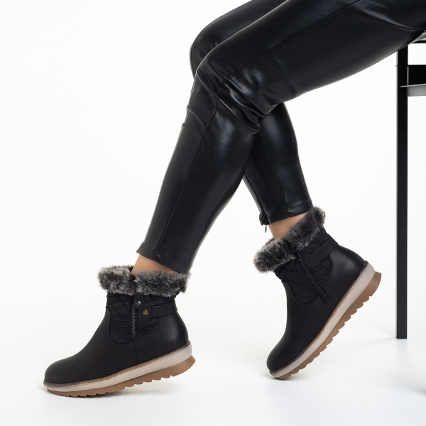 Γυναικείες μπότες μαύρες  από οικολογικό δέρμα  Emmie, 5 - Kalapod.gr