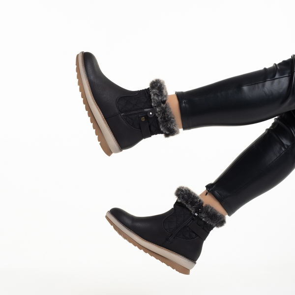 Γυναικείες μπότες μαύρες  από οικολογικό δέρμα  Emmie, 6 - Kalapod.gr