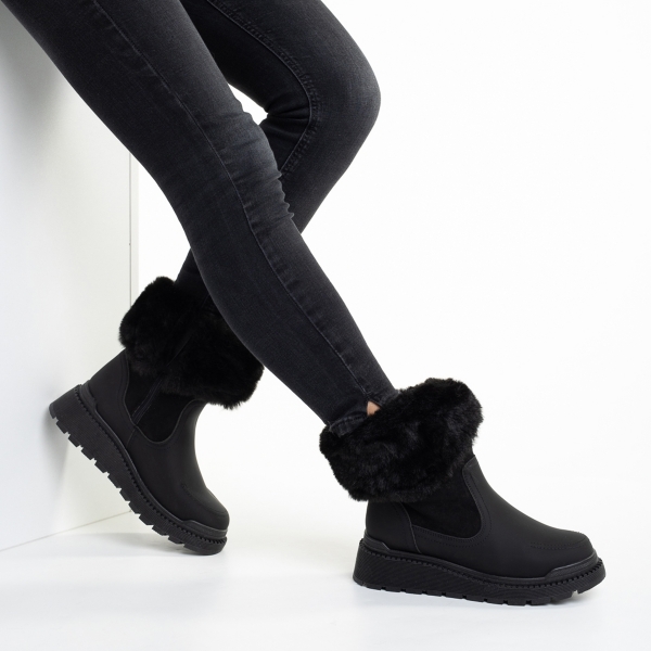 Γυναικείες μπότες μαύρες   από οικολογικό δέρμα και ύφασμα  Aubrielle - Kalapod.gr