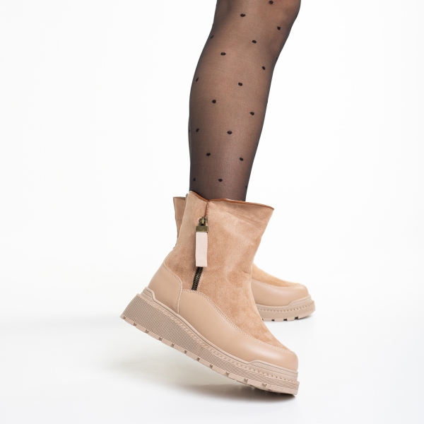 Γυναικείες μπότες  ροζ από οικολογικό δέρμα  και ύφασμα  Sutton - Kalapod.gr