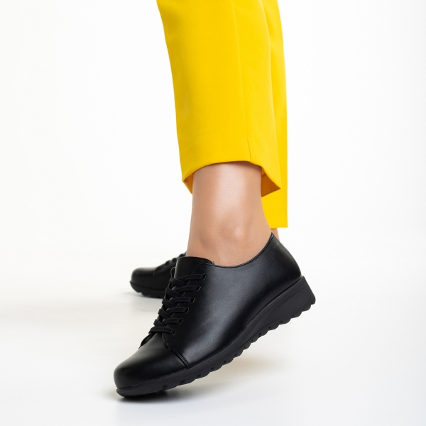 Γυναικεία αθλητικά παπούτσια  μαύρα  από οικολογικό δέρμα  Caterina, 3 - Kalapod.gr