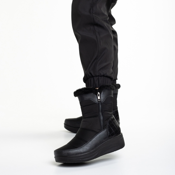 Γυναικείες μπότες μαύρες από ύφασμα Justine, 3 - Kalapod.gr