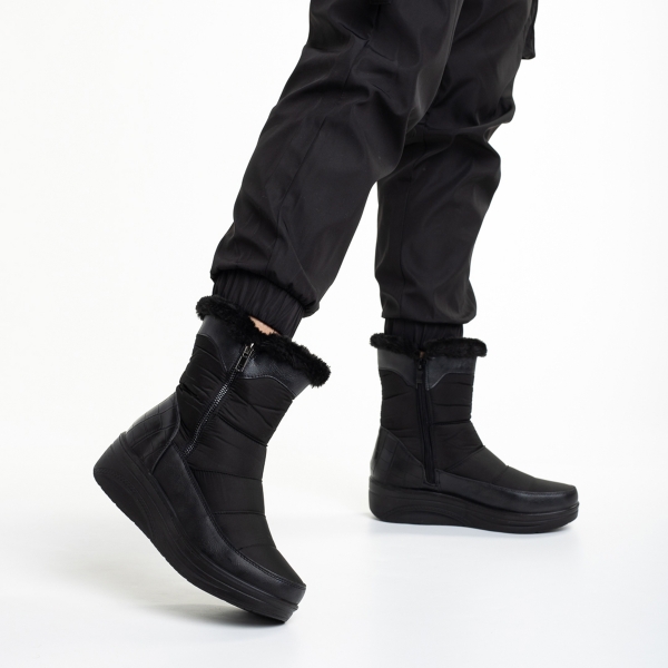 Γυναικείες μπότες μαύρες από ύφασμα Justine, 4 - Kalapod.gr