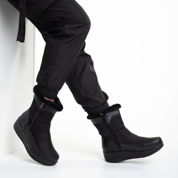 Γυναικείες μπότες μαύρες από ύφασμα Justine, 5 - Kalapod.gr