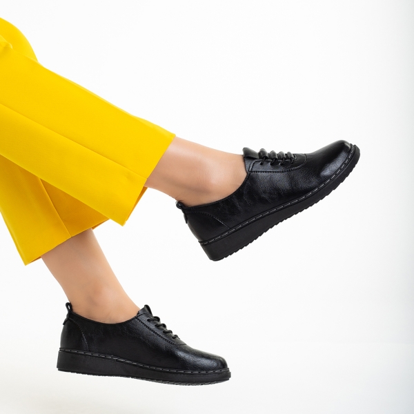 Γυναικεία παπούτσια  μαύρα  από οικολογικό δέρμα  Atara, 6 - Kalapod.gr