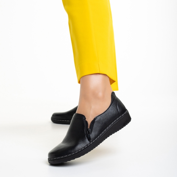 Γυναικεία παπούτσια  μαύρα  από οικολογικό δέρμα  Caressa, 3 - Kalapod.gr