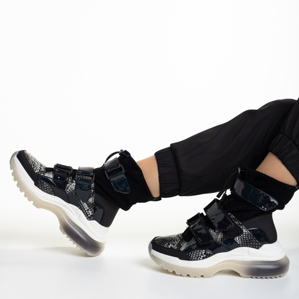 Γυναικεία αθλητικά παπούτσια  μαύρα από ύφασμα Paulena - Kalapod.gr