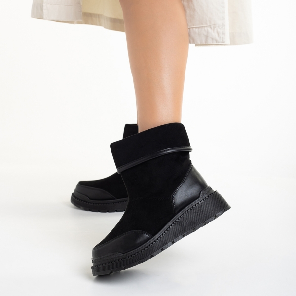 Γυναικείες μπότες μαύρες από οικολογικό δέρμα Rima, 4 - Kalapod.gr