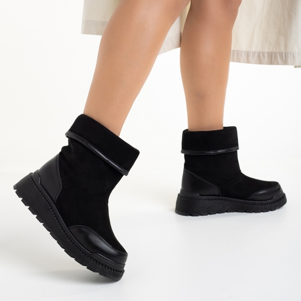 Γυναικείες μπότες μαύρες από οικολογικό δέρμα Rima, 3 - Kalapod.gr