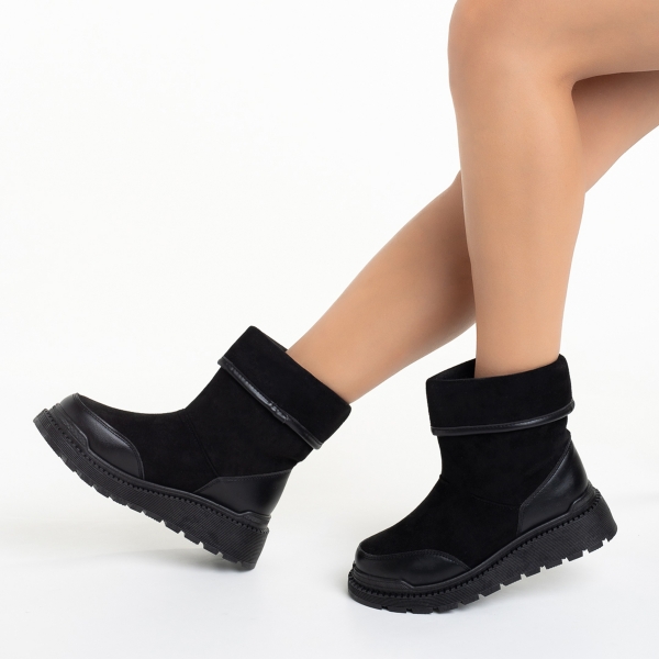 Γυναικείες μπότες μαύρες από οικολογικό δέρμα Rima - Kalapod.gr