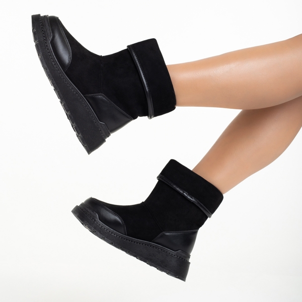 Γυναικείες μπότες μαύρες από οικολογικό δέρμα Rima, 5 - Kalapod.gr