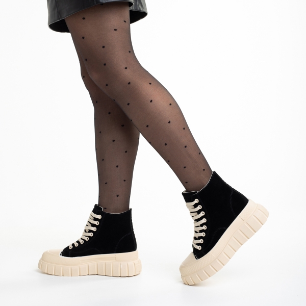 Γυναικεία μπότακια μαύρα από ύφασμα  Seira, 5 - Kalapod.gr