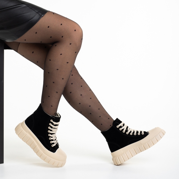 Γυναικεία μπότακια μαύρα από ύφασμα  Seira - Kalapod.gr