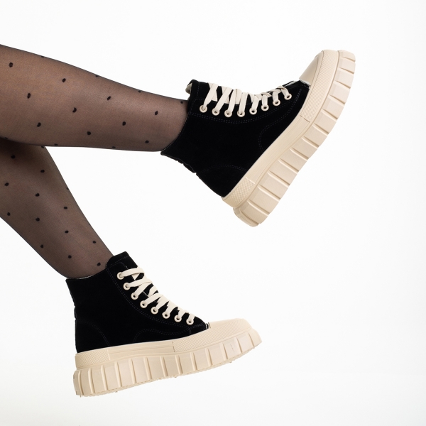 Γυναικεία μπότακια μαύρα από ύφασμα  Seira, 6 - Kalapod.gr