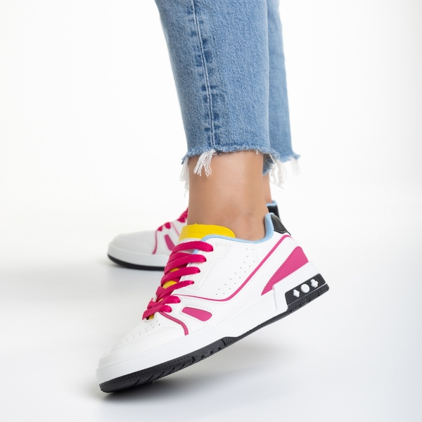 Γυναικεία αθλητικά παπούτσια  ροζ από οικολογικό δέρμα  και ύφασμα  Raela, 3 - Kalapod.gr