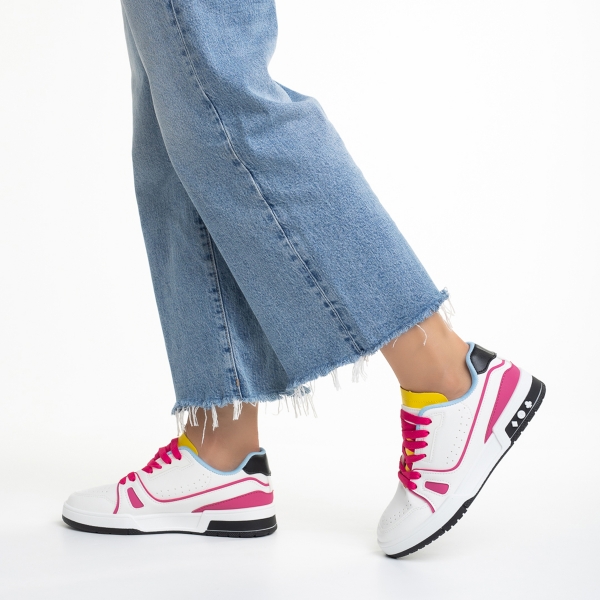 Γυναικεία αθλητικά παπούτσια  ροζ από οικολογικό δέρμα  και ύφασμα  Raela - Kalapod.gr
